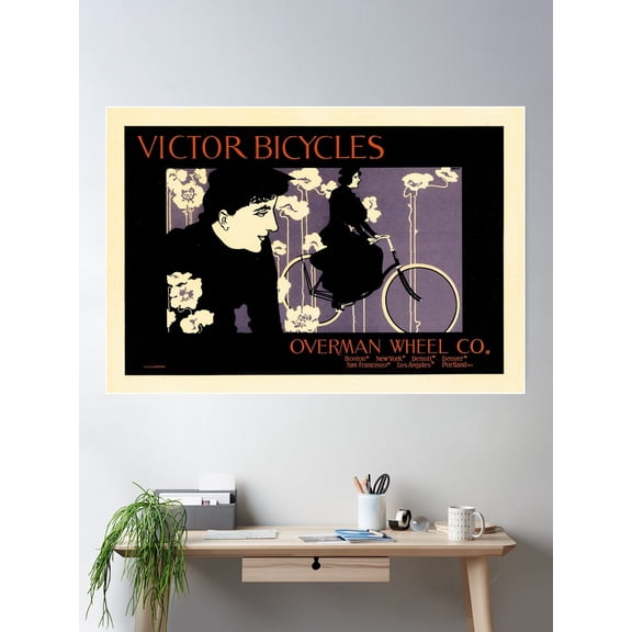 Victor Bicycles 1895 Lithograph Poster By American Illustrator Will Bradley Poster Wall Art Modern Wall Decor For Living Room Bedroom Art