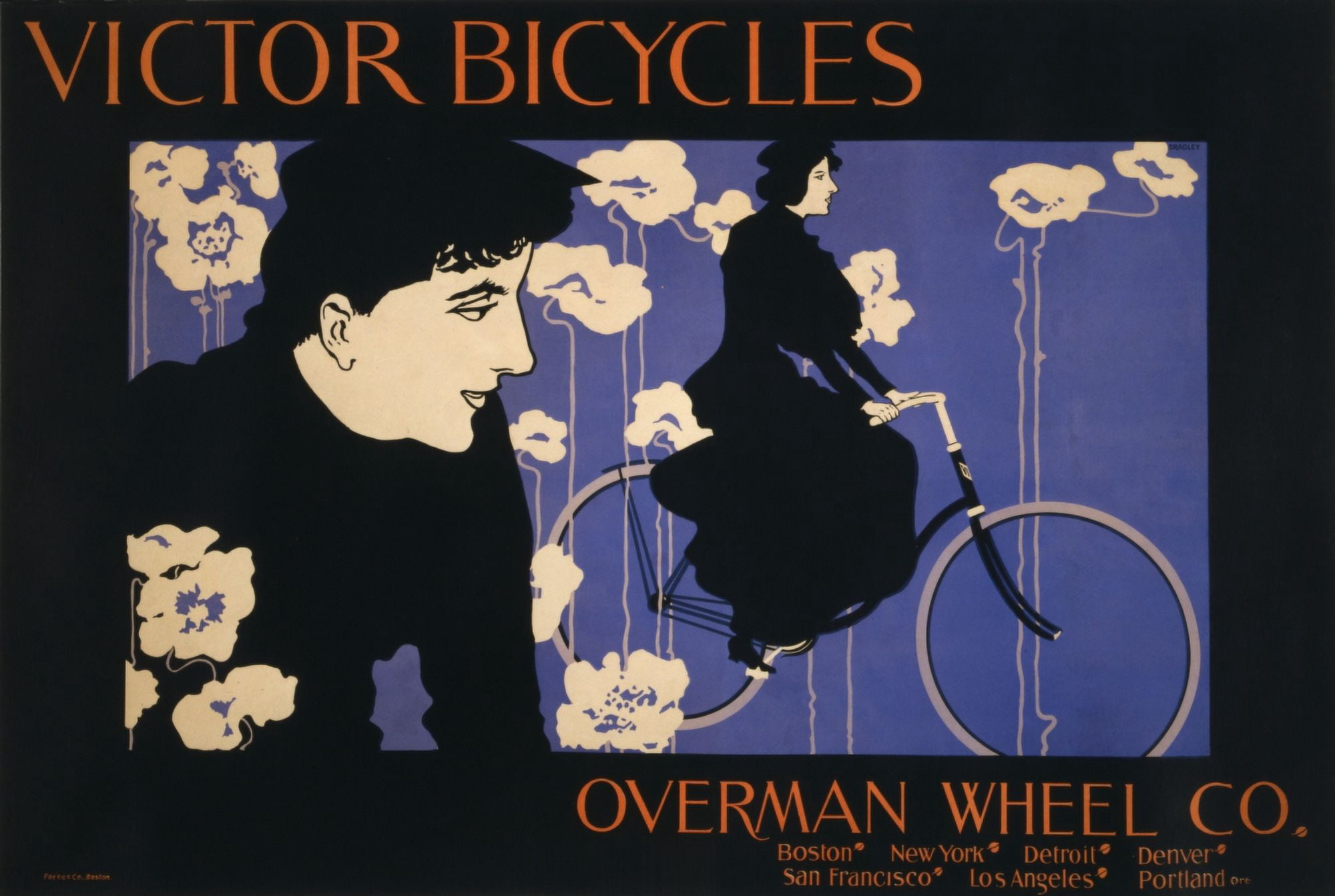 Victor Bicycles Overman Wheel Co 1896 Canvas Art - William H Bradley (18 x 24)