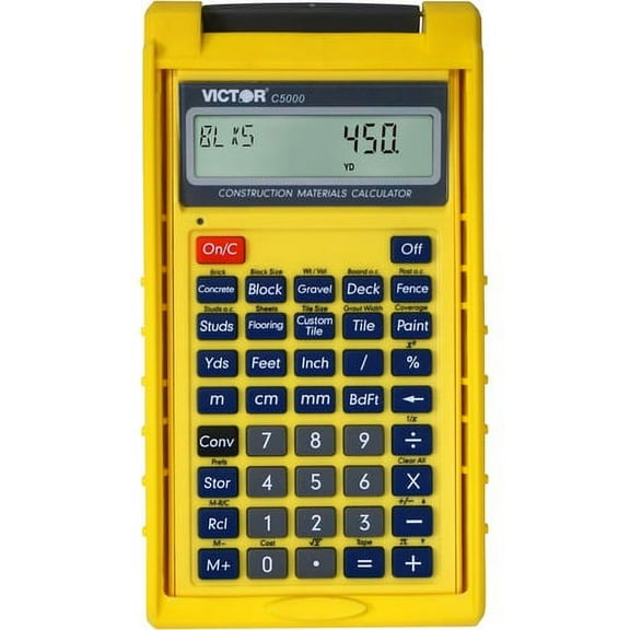 Victor C5000 Materials Estimator Calculator - LCD - Battery Powered - 2 - LR44 - Yellow - 1 Each | Bundle of 10 Each