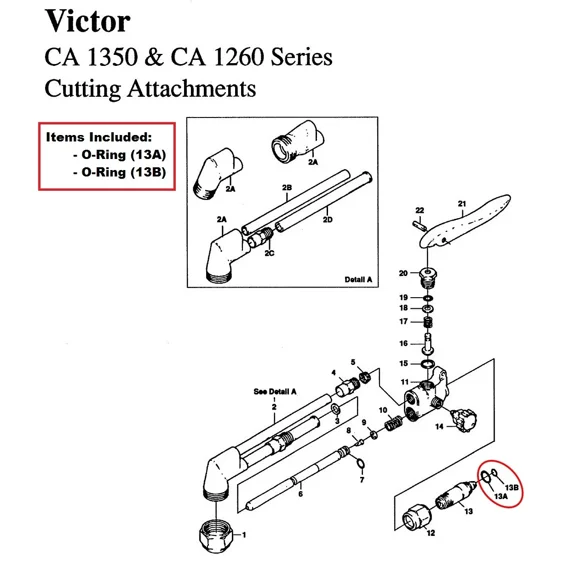 Victor Ca1350 & Ca1260 Cutting Torch O-Ring Rebuild/Repair Kit