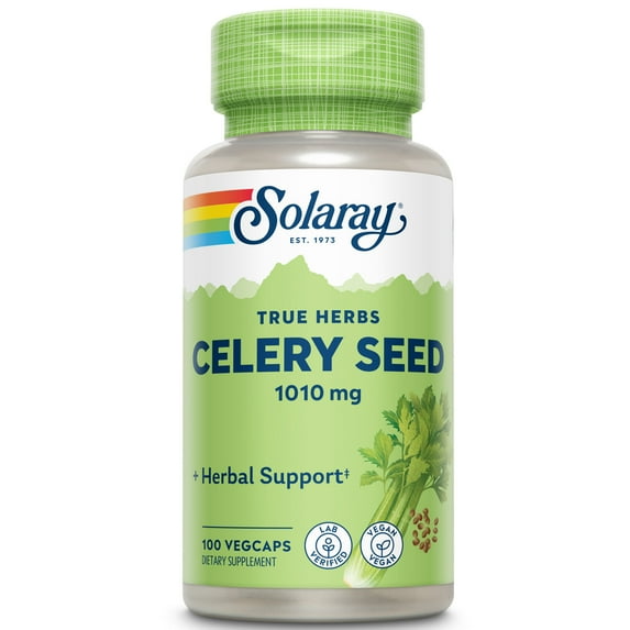 Solaray Celery Seed 1010mg | Healthy Cardiovascular, Liver, Water Balance & Joint Support | Whole Seed w/ Phytochemicals & Flavonoids | Non-GMO | 100ct