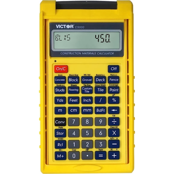 Victor Construction Materials Calculator, Project Estimation & Cost Calculator, Shock-Resistant Case, Imperial & Metric System, Yellow (C5000)