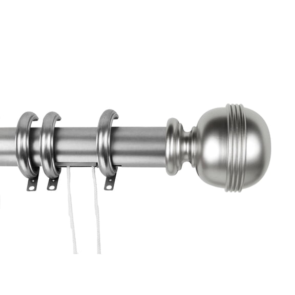 Contemporary Home Living 127.5" Satin Silver Decorative Traverse Rod with G-Shaped Rings