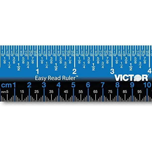 Victor EZ12PBL Plastic Dual Color 12 Easy Read Ruler with Inches