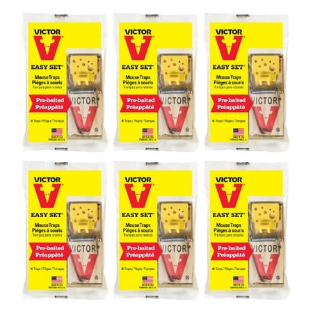 Victor Easy Set Mouse Trap Pre-Baited 4 Count, 6 Pack