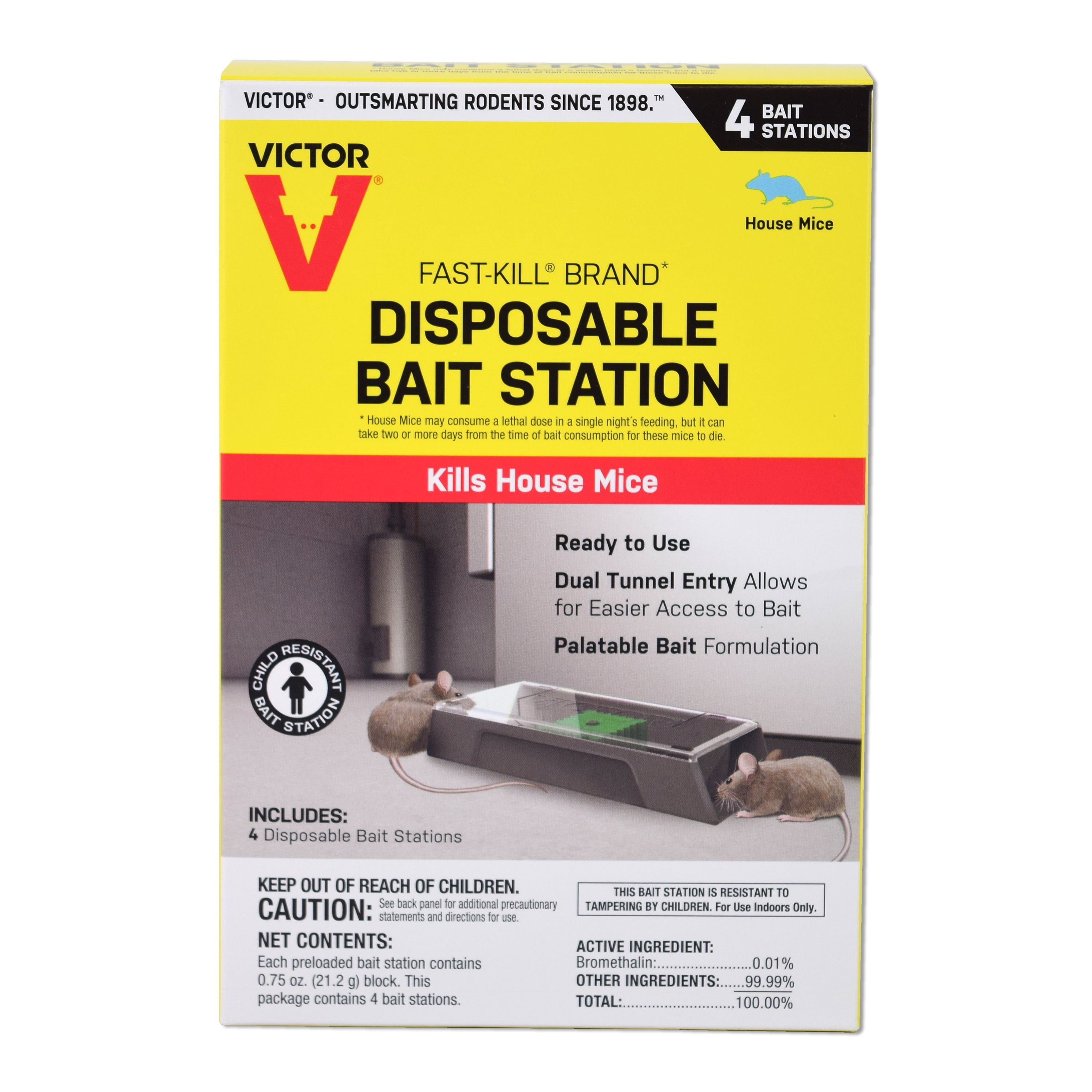 Victor® Fast-Kill® Brand Disposable Mouse Bait Station - 4 Pack