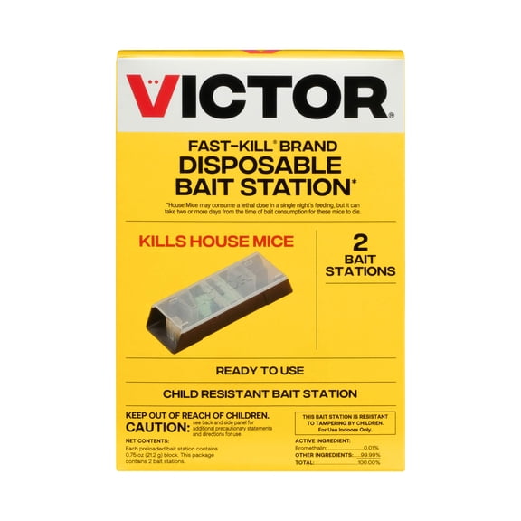 Victor Disposable Mouse Bait Station - Attract and Kill Mice - 2 Pack
