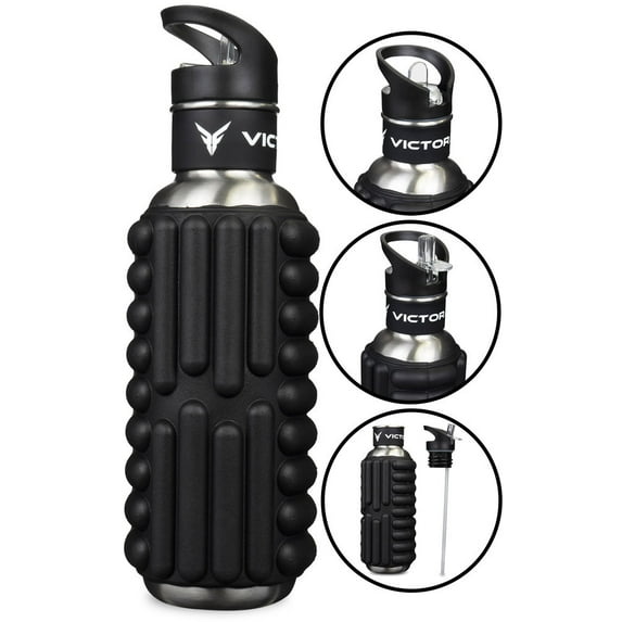 Victor.Fitness TriggerBottle 17oz Foam Roller Water Bottle (Black)