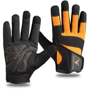 Victor Fitness VG04BEL Black/Electric Orange Size Large - Full Finger Mens Gloves