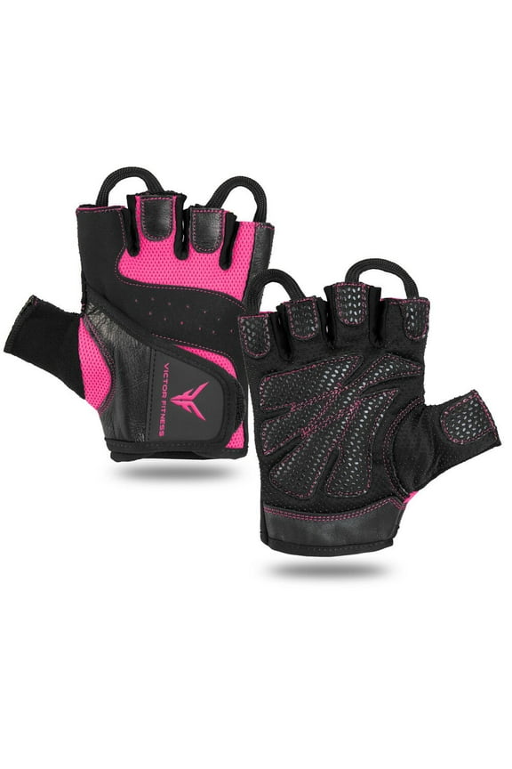 VG06BPS Black/Pink Size Small - Fingerless Women's Gloves, Cowhide Leather
