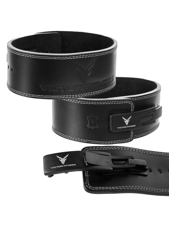 VQBBKS 100% Top-Grain Leather 10mm Thick 4” Wide Quick Adjustable Metal Lever Powerlifting Belt for Men and Women made with Vegetable Tanned Leather (XXL)