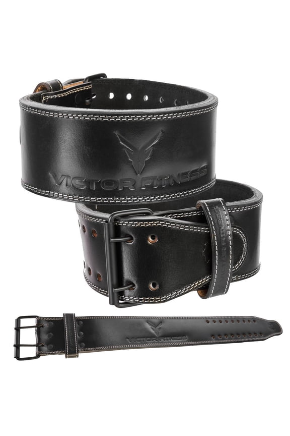 VTBBKL 100% Top-Grain Leather 10mm Thick 4" Wide Heavy-Duty Dual Prong Powerlifting Belt for Men and Women made with Vegetable Tanned Leather (Large)