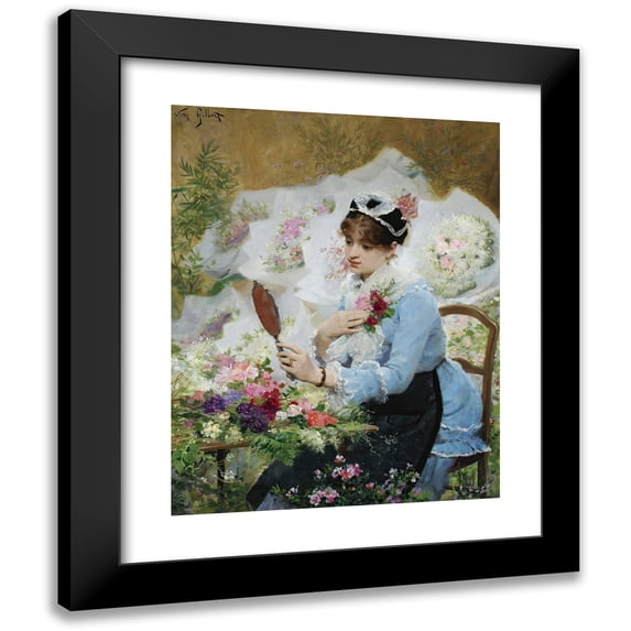 Victor Gabriel Gilbert 12x14 Black Modern Framed Museum Art Print Titled - The Flower Seller
