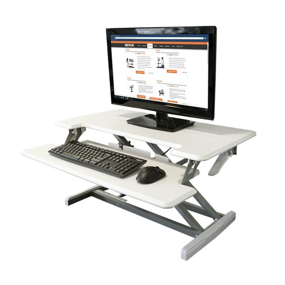Victor High Rise Height Adjustable Compact Standing Desk with Keyboard Tray