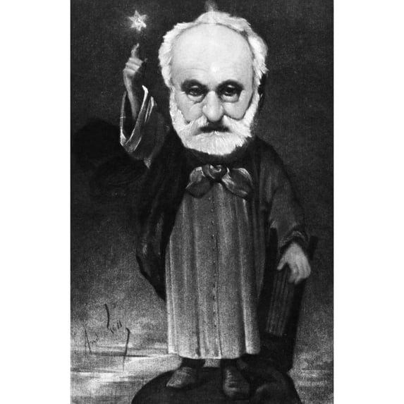 Victor Hugo. Nfrench Writer And Man Of Letters. Caricature Of Hugo As A Muse By Andr Gill Mid-Late 19Th