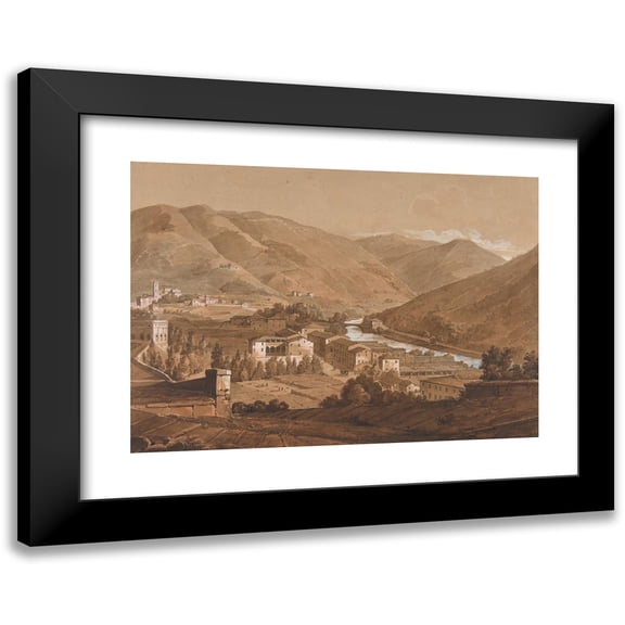 Victor-Jean Nicolle 14x11 Black Modern Framed Museum Art Print Titled - Town in an Alpine Valley