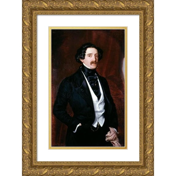 Victor-Louis Mottez 16x24 Gold Ornate Framed and Double Matted Museum Art Print Titled - Portrait of Edouard Caillard (1847)