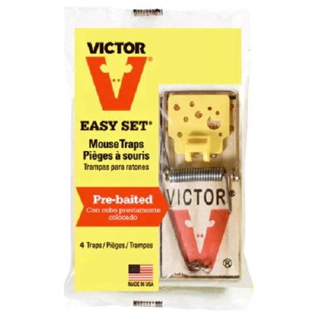 Victor M032 4-Pack Easy Set Pre Baited Wood Mouse Traps - Quantity of 36