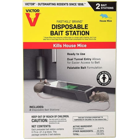 Victor M914 Fast-Kill Brand Ready-to-Use Disposable Mouse Bait Station 2 Pack