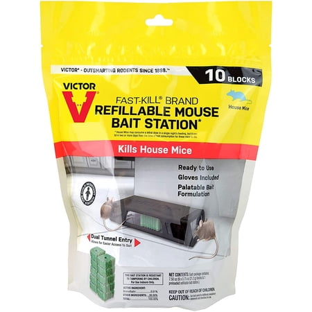 Victor M922 Fast-Kill Brand Ready-to-Use Refillable Mouse Station 10 Blocks