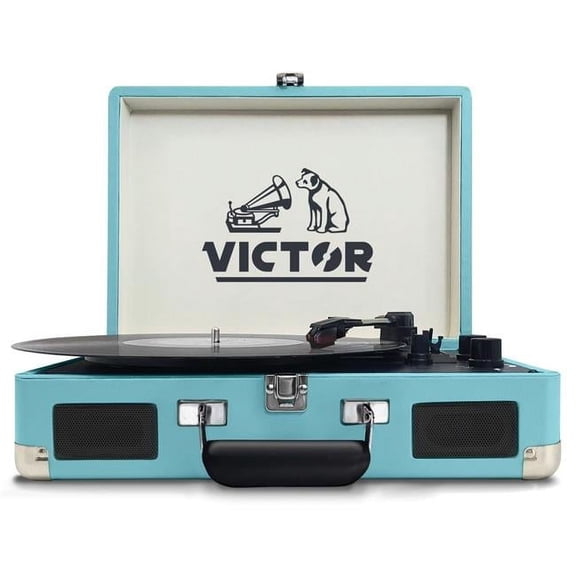 Victor Metro Dual Bluetooth Suitcase 3-Speed Turntable (Turquoise)