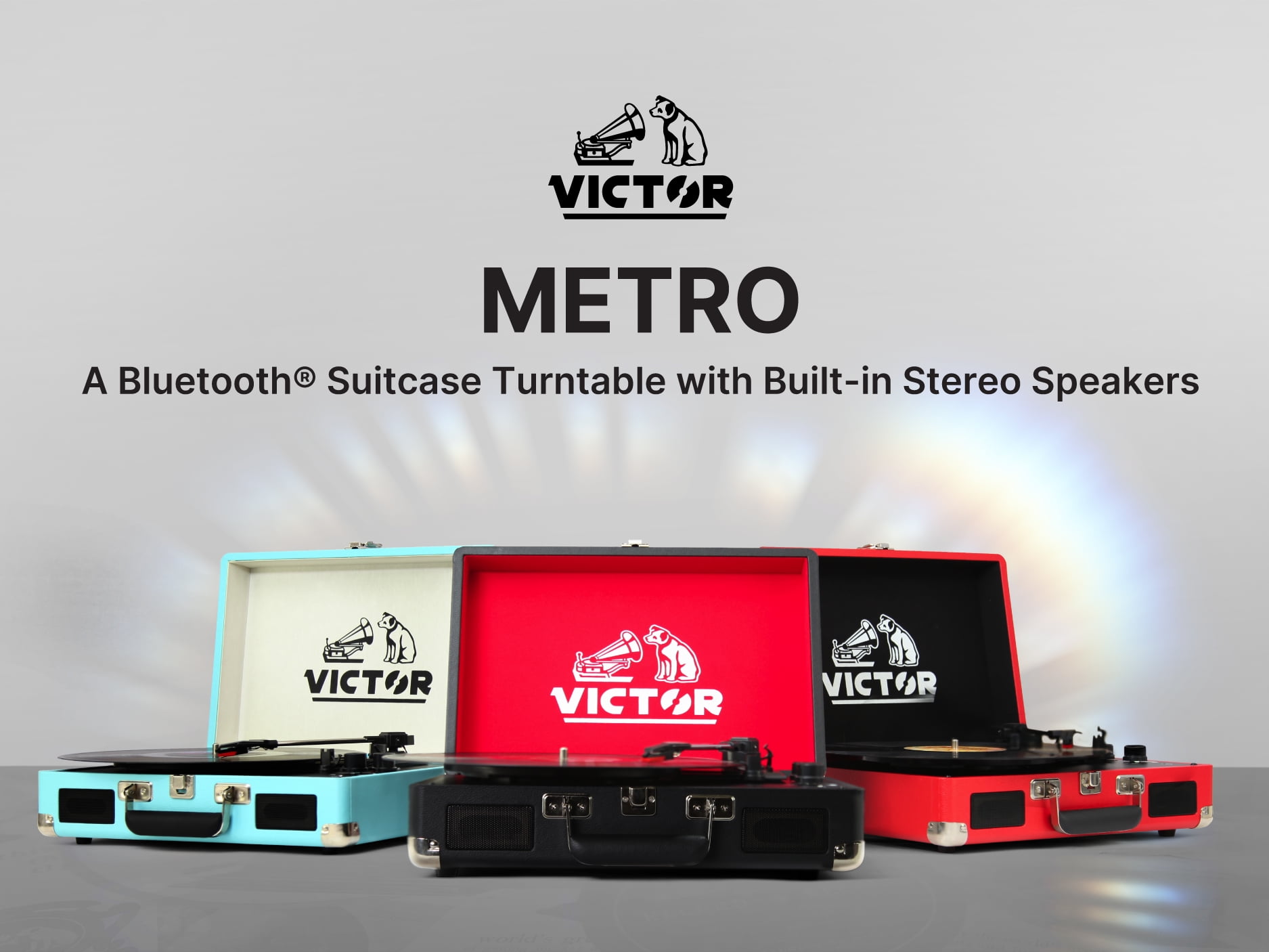 VICTOR Metro 3-Speed Portable Suitcase Turntable Record Player