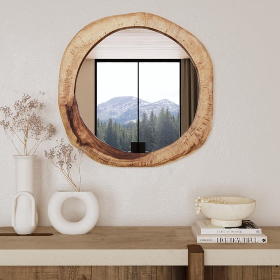 Live Edge 3D Mirror Solid Suar Wood Frame