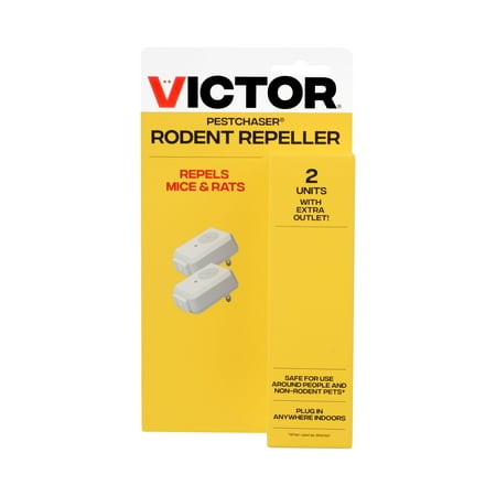 Victor PestChaser Rodent Repeller with Nightlight?& Extra Outlet - 2 Units