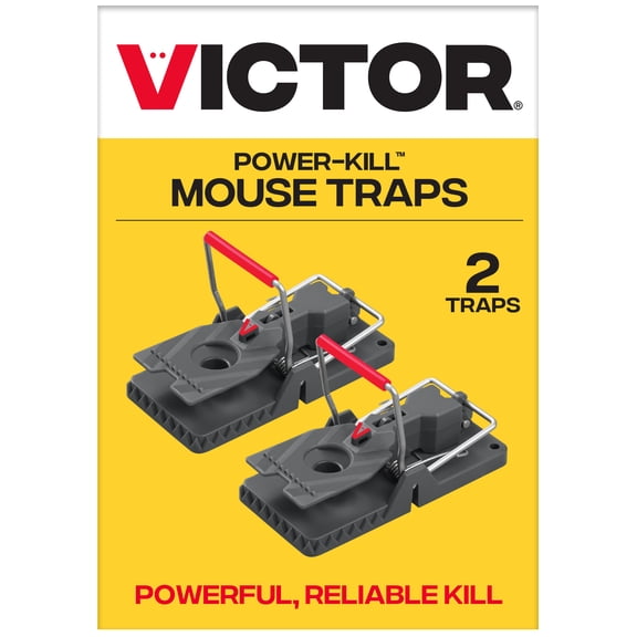 Victor Power Kill Mouse Traps, 2-Pack, Snap Traps for Mice, Use Indoors and Outdoors