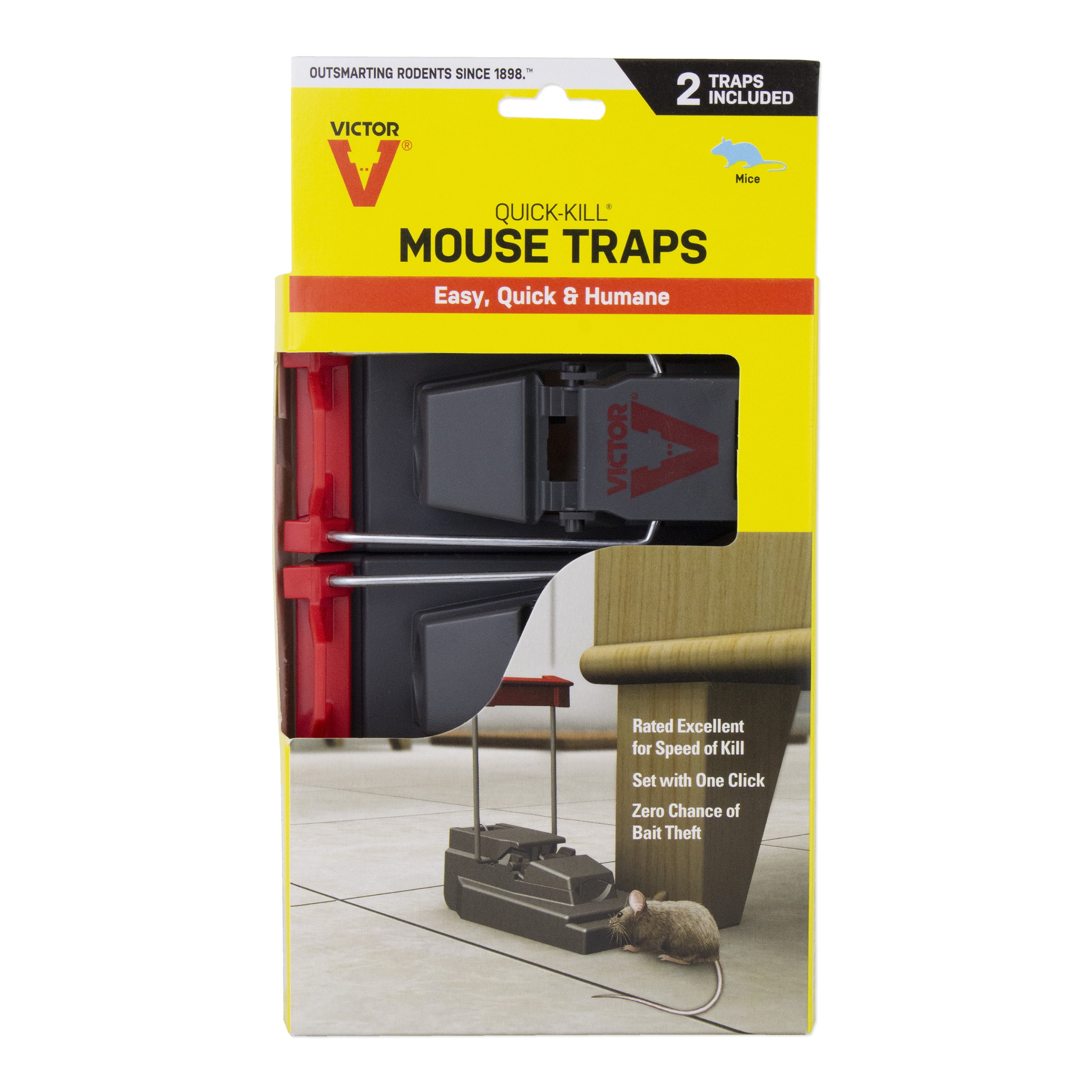 Victor M123 Quick-Kill Easy Set Mouse Trap - 3 Reusable Mouse Traps