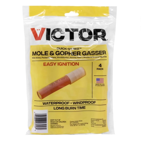 Victor Quick Strike Waterproof Windproof Moles & Gophers Gasser Gas Cartridges, 4 Count