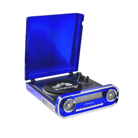 Victor RHRP-3000 Woodward 7-in-1 Turntable Music Center with AudioStream, 3-Speed Vinyl Player, Bluetooth 5.1 In/Out, FM Radio, USB Recording & Playback, Built-in Speakers, RCA Out