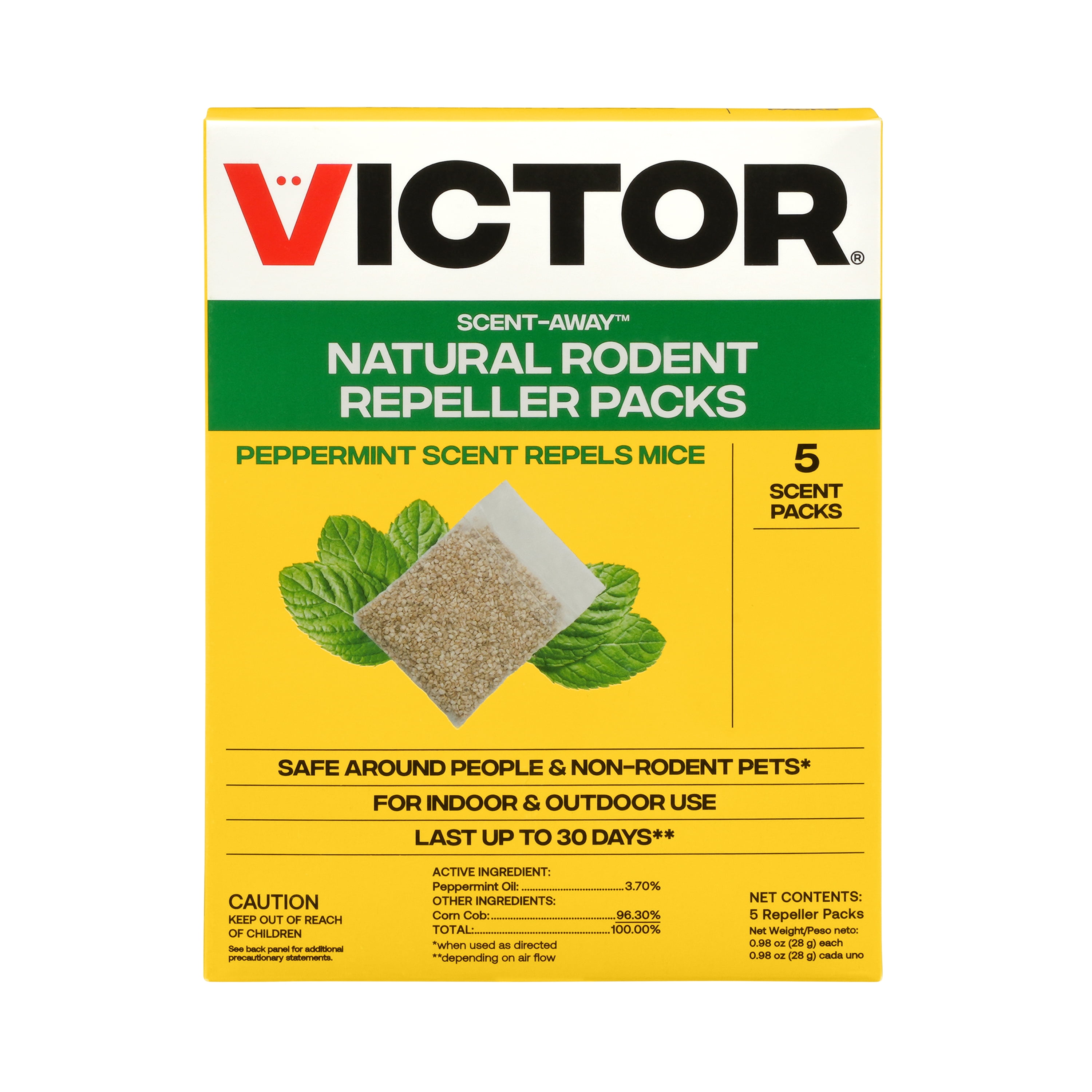 Victor Scent-Away Mouse Repellent - Repel by Scent - Natural Rodent Repellent - 5 Pack