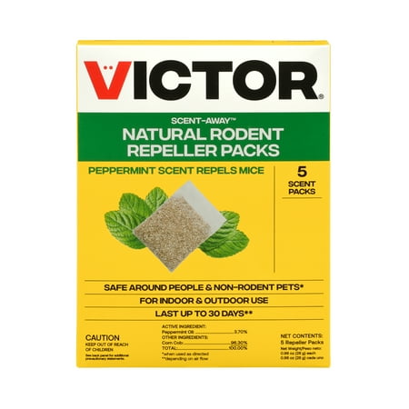 Victor Scent-Away Mouse Repellent - Repel by Scent - Natural Rodent Repellent - 5 Pack