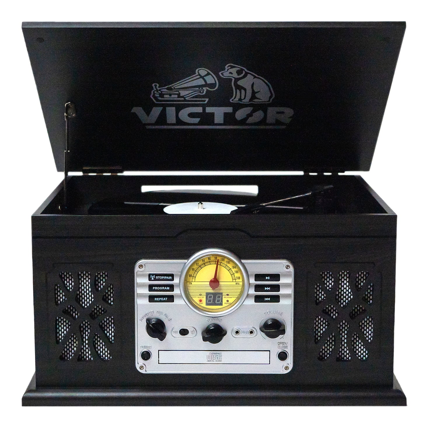 VICTOR State 7-in-1 Turntable Music Center with 3-Speed Record