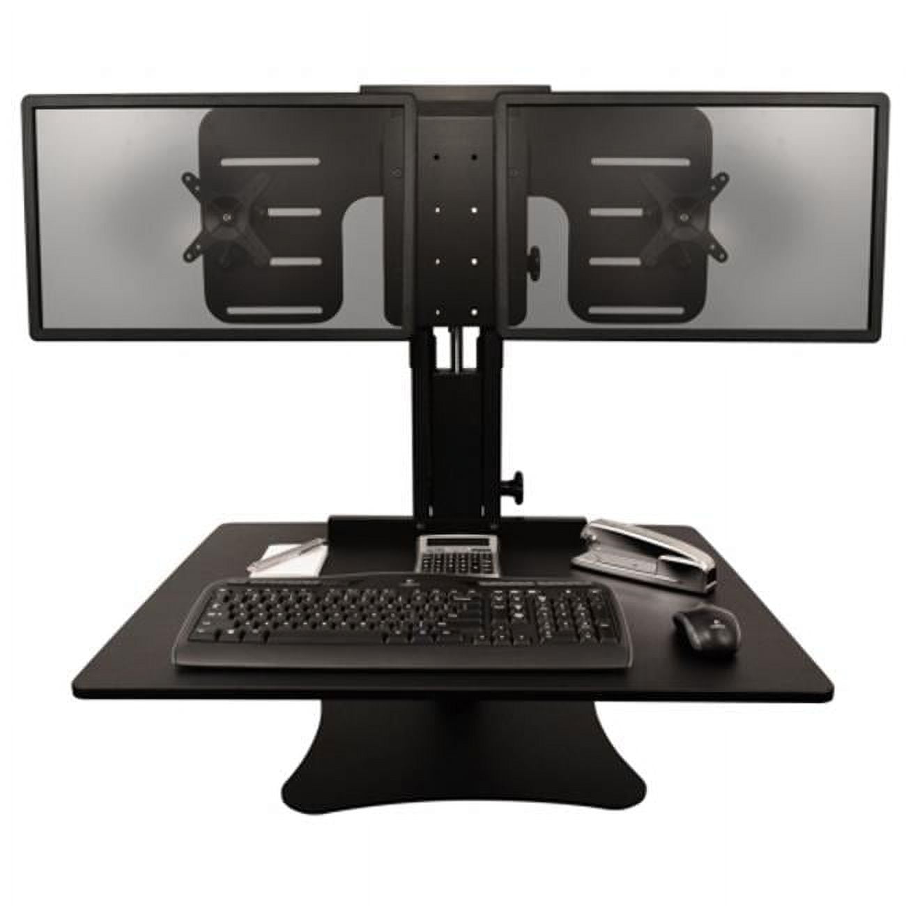 ElevatePro 28" Black Wood and Steel Dual Monitor Standing Desk Converter
