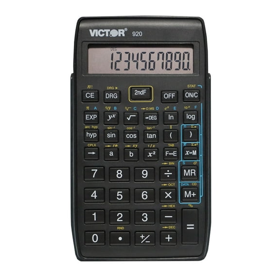 Victor Technology 920 Compact Scientific Calculator with Hinged Case, 10-Digit LCD