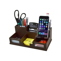 Victor Technology Desk Organizer with Smart Phone Holder, Brown (B9525)