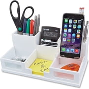 Victor Technology Desk Organizer with Smart Phone Holder, White W9525