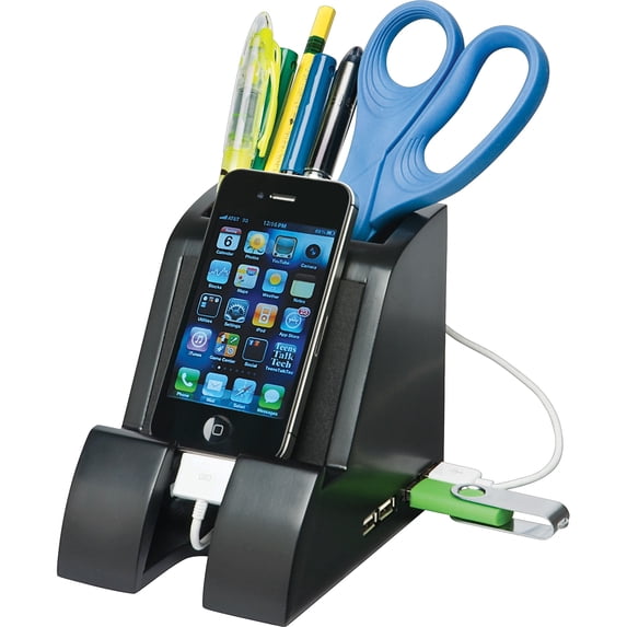 Victor Technology Smart Charge Pencil Cup™ with USB Hub, Black (PH600)