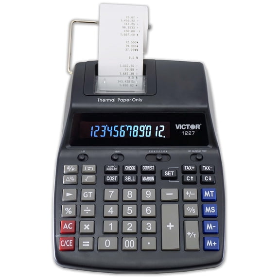 Victor Thermal Printing Calculator with Check & Correct  Fast, Ink-Free Printing, Large Screen, Smudge-Free Results for Office & Accounting