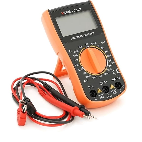 Victor VC830L Digital Multimeter - Compact CAT III 600V Tester with 9V Battery Included