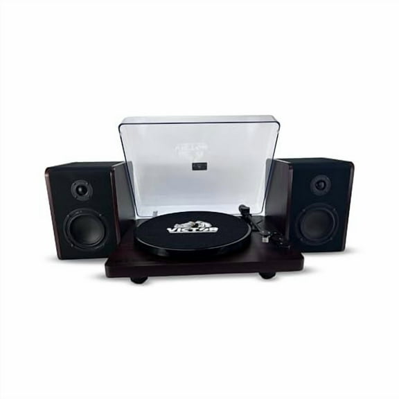 VICTOR VWRP-1600 Lincoln Record Player, 3 Speed Turntable with Bluetooth, Dust Cover, and 2 Detached Speakers