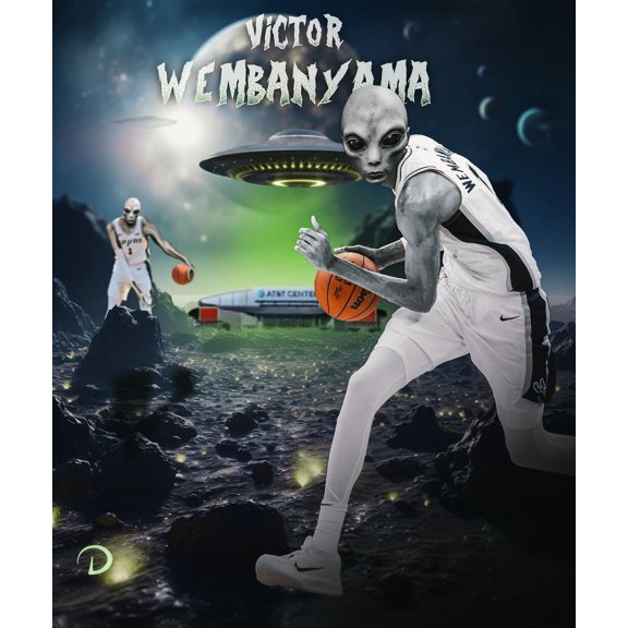 Victor Wembanyama “Alien Rookie” Sci-Fi Basketball Art Poster San Antonio Spurs Futuristic Space Theme Decor – Size 24x36 Unframed Poster