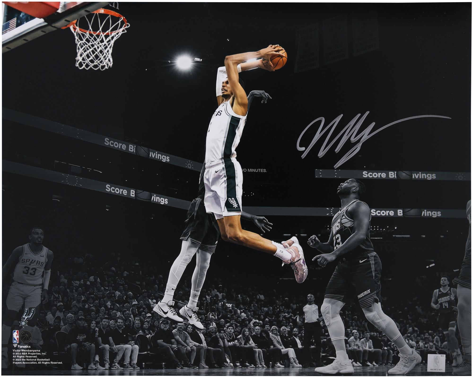 Victor Wembanyama San Antonio Spurs Autographed 16" x 20" Dunk vs. Phoenix Suns Spotlight Photograph - Fanatics Authentic Certified