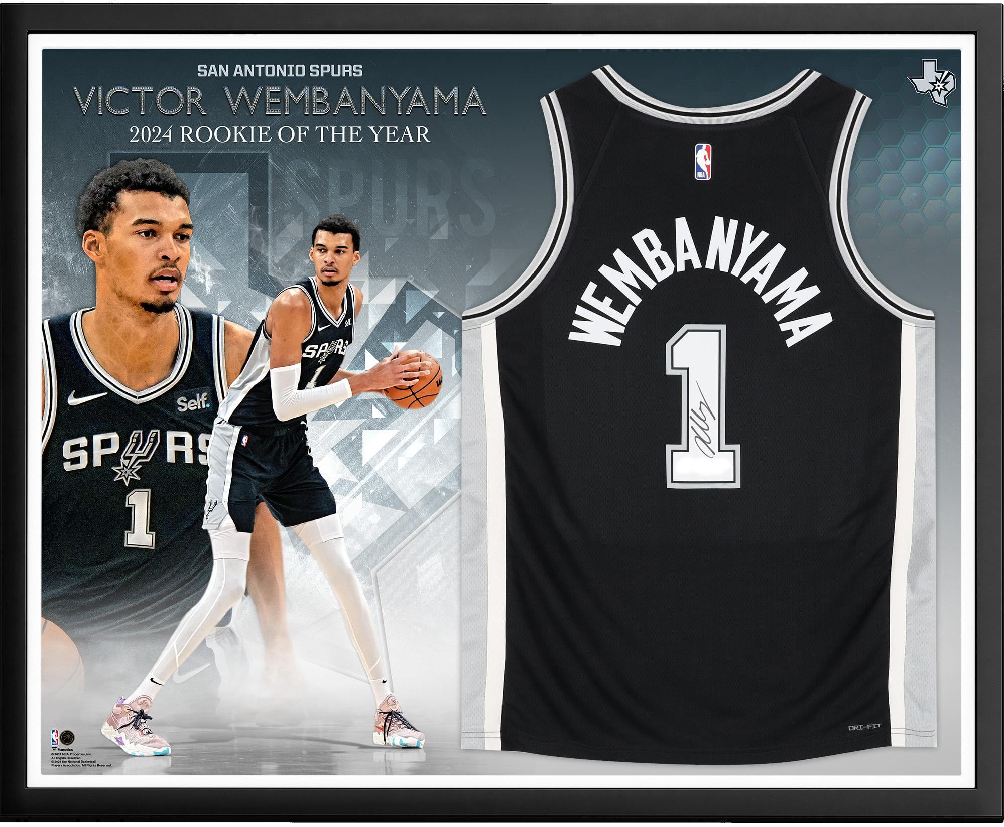 Victor Wembanyama San Antonio Spurs Framed Autographed Black Icon