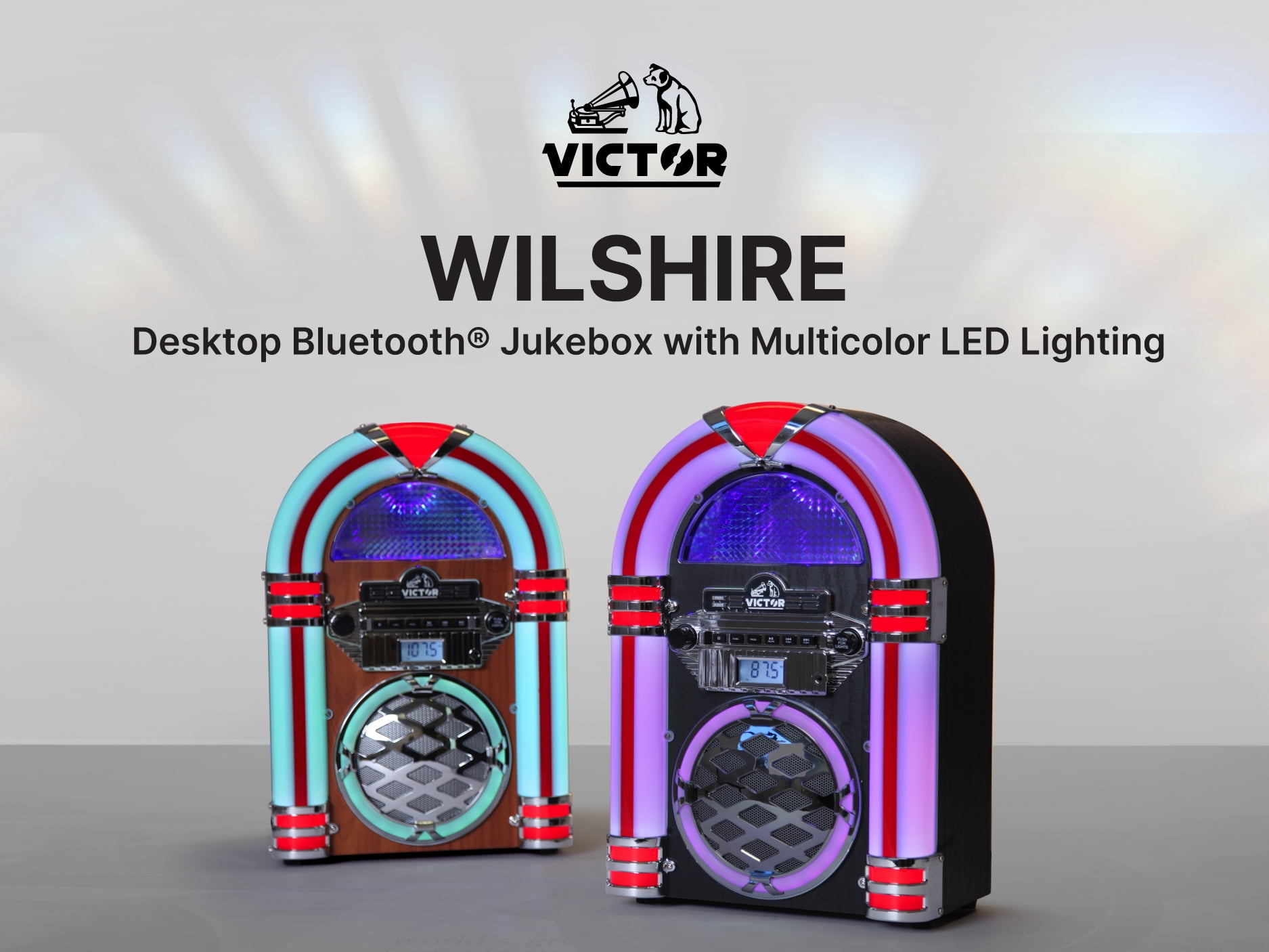 VICTOR Wilshire Desktop Bluetooth® Jukebox with FM Radio and