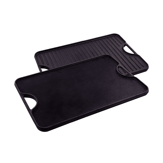 Victoria 20-by-14-Inch Rectangular Cast-Iron Griddle, Preseasoned Reversible Griddle
