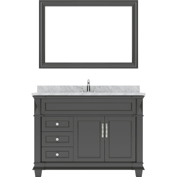 Victoria 48" Single Bath Vanity in Espresso with White Marble Top and Square Sink with Polished Chrome Faucet with Matching Mirror