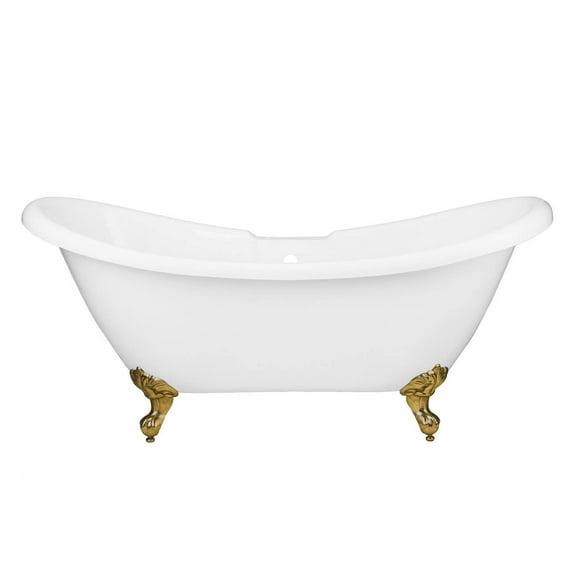 Victoria 70 Inch Acrylic Double Slipper Clawfoot Tub - Rim Faucet Drillings - Imperial Ball & Claw Feet
